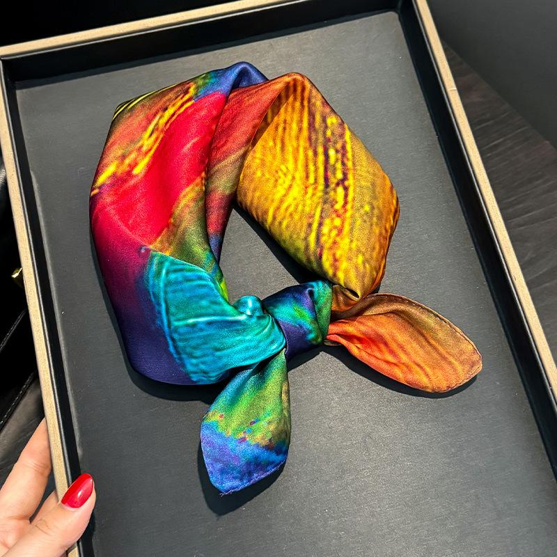 

100% Натуральный Шелк Квадратный Шарф Женский Шейный Платок Тутовый Шарф Шейный Платок Роскошный Головной Платок Шаль Хиджаб Real Silk 53x53cm