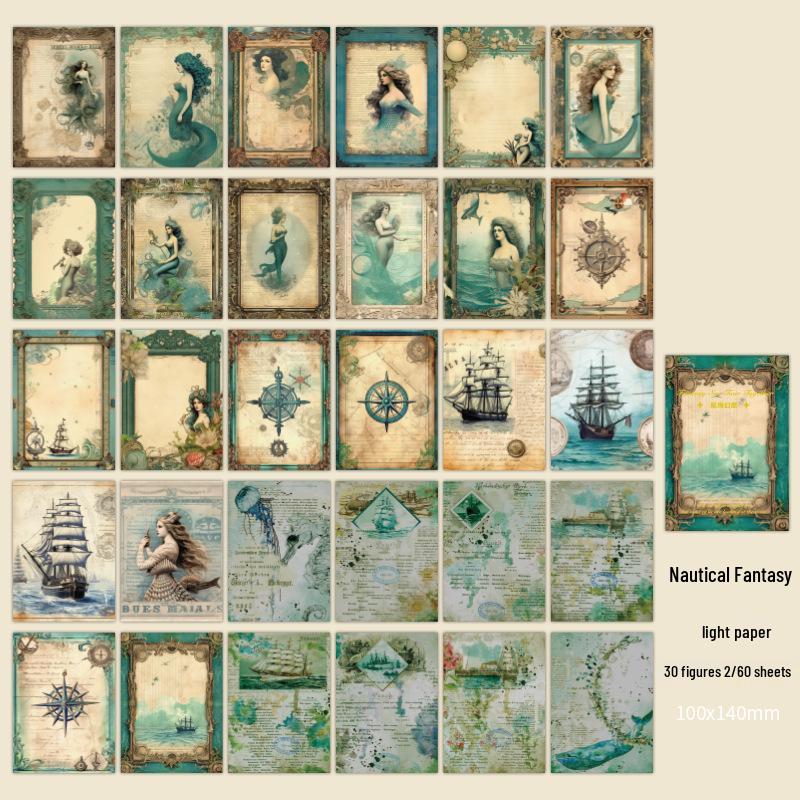 

Retro Sea Journey Series Art Diary: Collage Sticky Notes for DIY Decoration