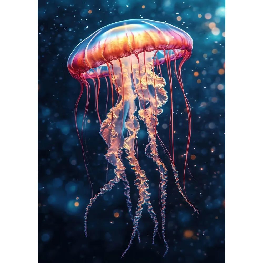 Vibrant Colorful Jellyfish Marine Wildlife Posters Nautical Coral Prints Canvas Painting Wall Art Picture Home Living Room Decor