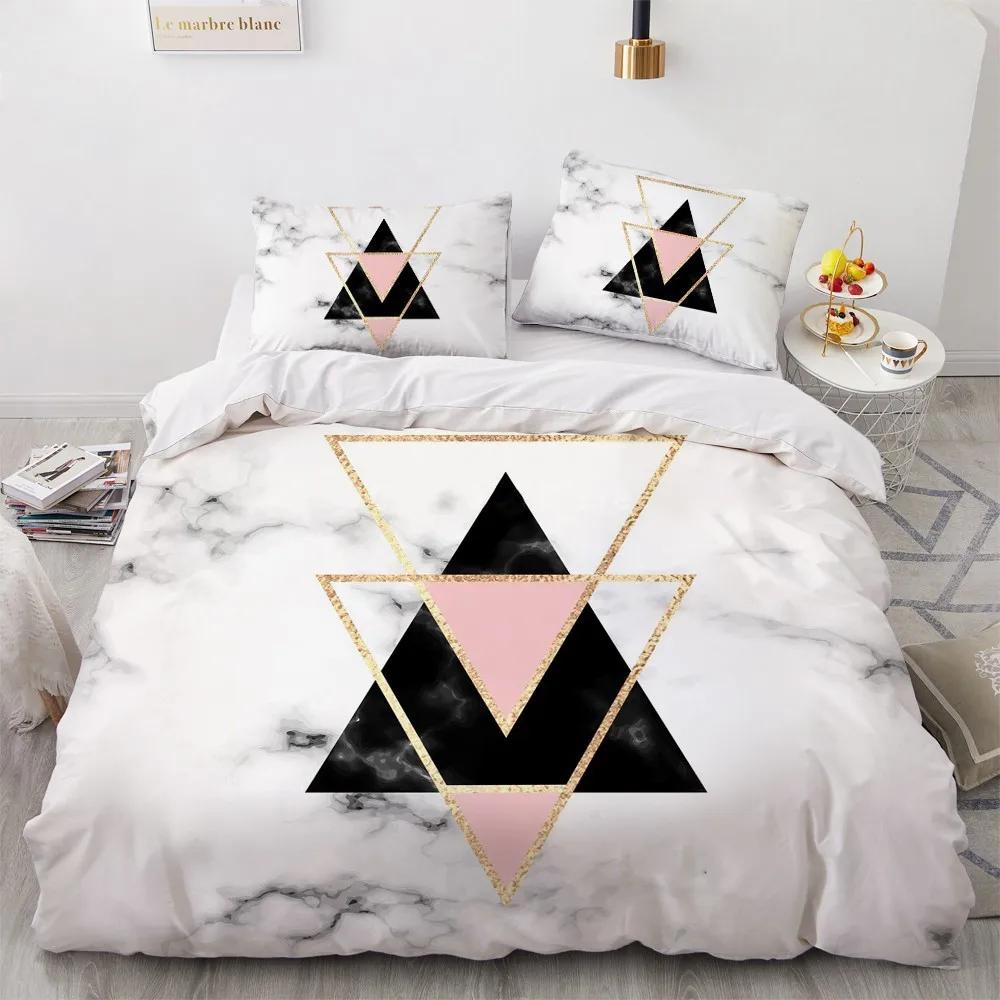 Comforter White Gold Marble Pattern Bedding Modern 3D S Twin Queen King Single Size Fashion Luxury Room Decor Women Gifts