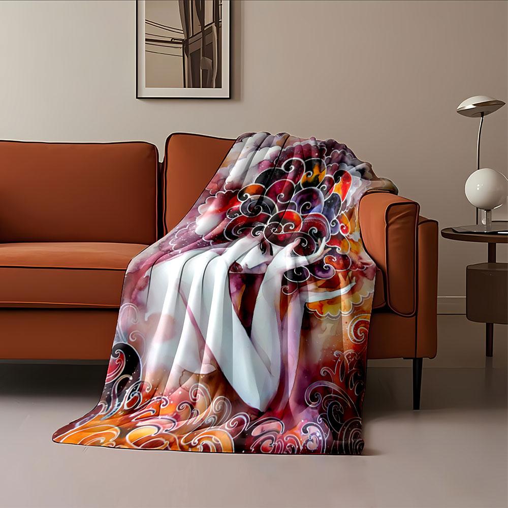 Swirling Colorful Cloud-like Patterns with Flowing Curves and Vivid Hues. for All Seasons Blanket Lunch Break Throw Gift