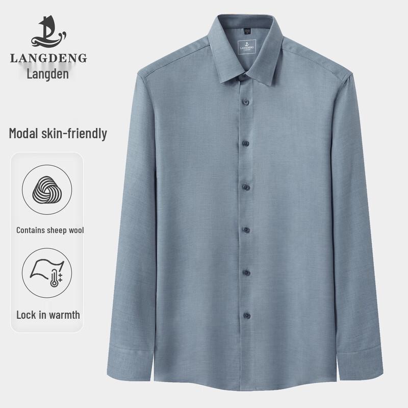 Langdeng Men's Long-Sleeve Business Formal Shirt