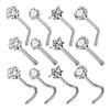 5Pcs Sturdy Alloy Nose Piercing Jewelry Set L Shape Studs and Hoops With CZ Designs Accessory for Stylish Look