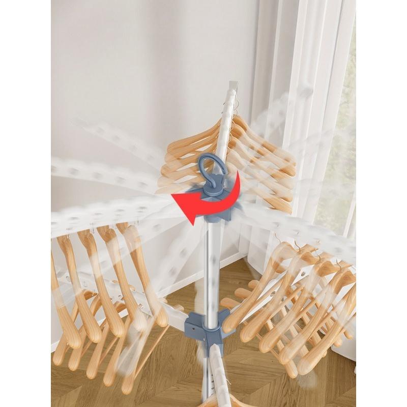 Extendable Clothes Drying Rack Heavy-Duty Foldable Laundry Stand for Balcony 360° Rotating Garment Hanger with 1.8M Expansion