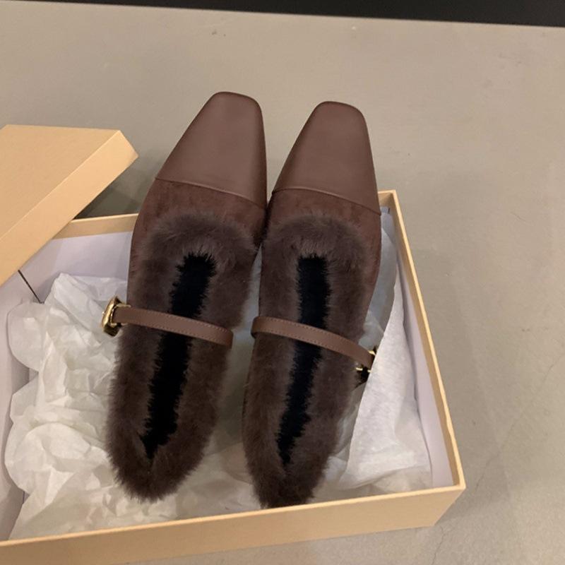 

Suding home! French plush shoes Mary Jane single shoes women s shoes 2025 new autumn and winter warm cotton shoes 39