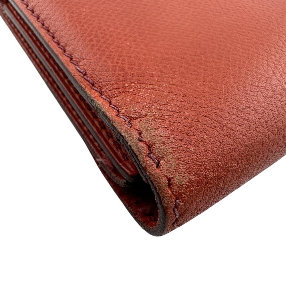 HERMES Long Wallet Tri-fold Epsom Bearn Dupri Purse Orange Epsom Women Used