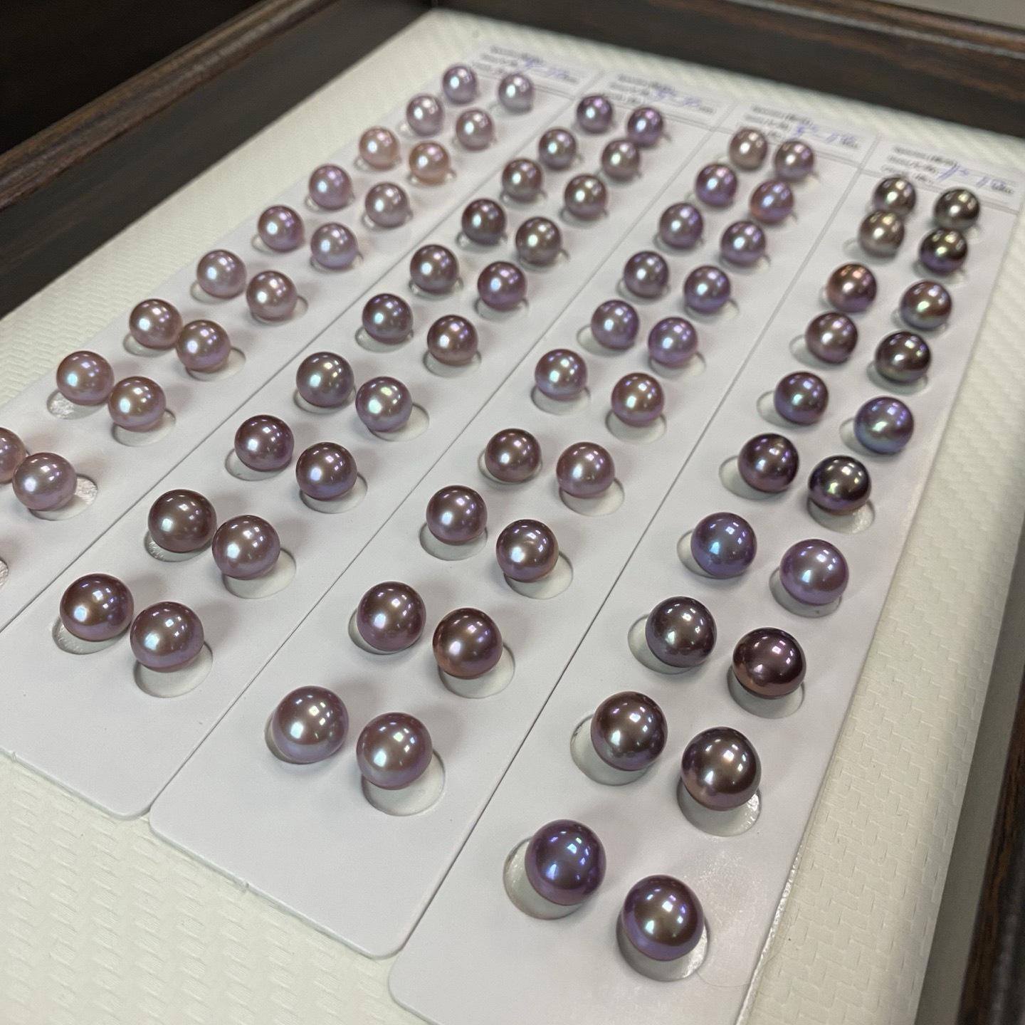 Edison Pink-Purple Loose Beads with 9-10mm Freshwater Pearl Stud Earrings for DIY Jewelry Ten pairs of loose beads