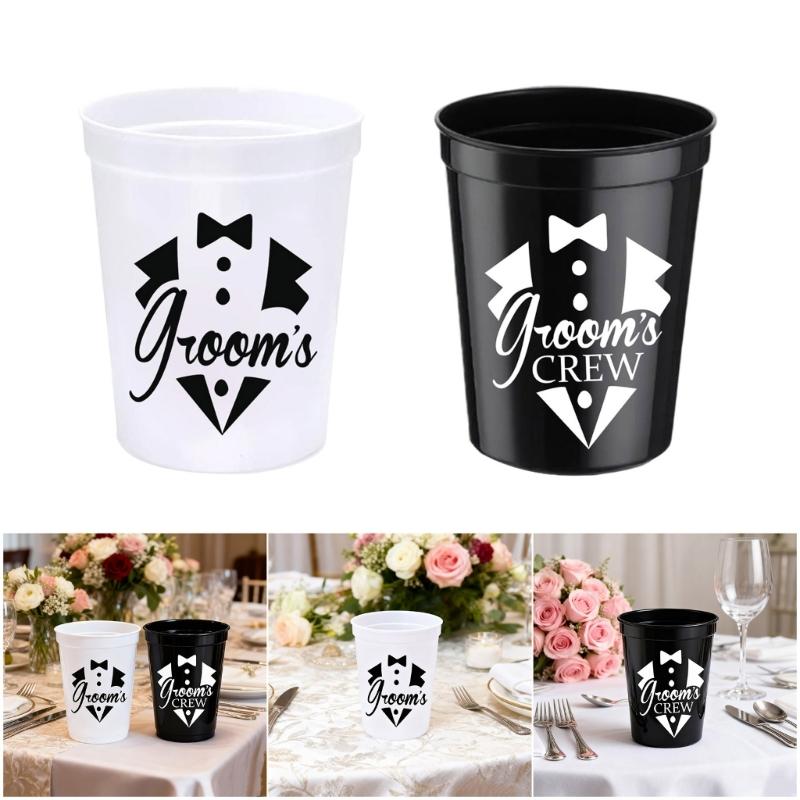 Reusable Grooms To Be Plastic Cups Tumblers Large Capacity Drinking Cups Set for Wedding Reception Decoration 5Pcs