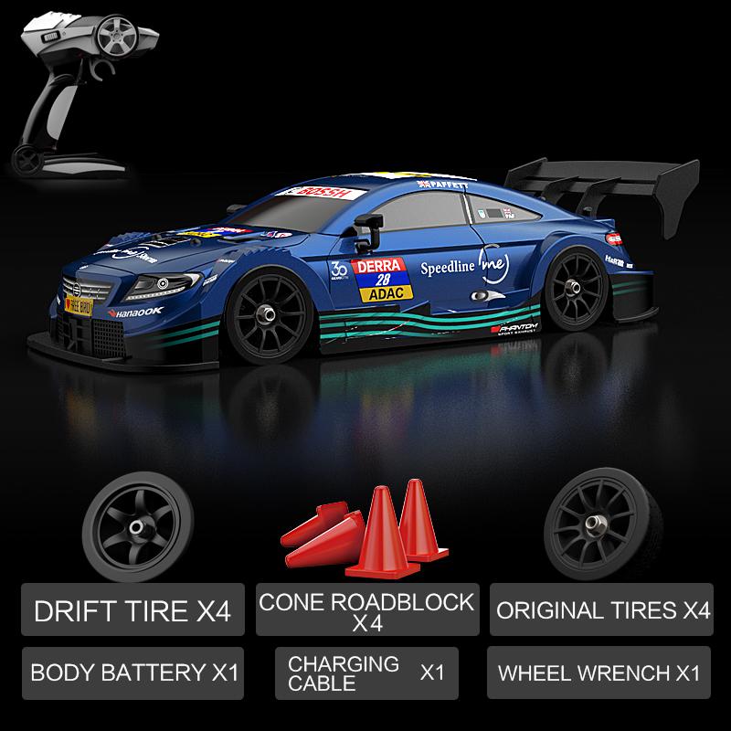 

Радиоуправляемая полноприводная гоночная машина 2.4G, высокоскоростная, внедорожная, с дистанционным управлением, дрифт-игрушки 1:16 С LED-подсветкой Гоночный спортивный автомобиль для мальчиков Детские подарки синий