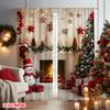 2 szt. płaskie drukowanie 2D Zasłony okienne świąteczne Bałwan kominek Poliester Można prać w pralce Bez elektryczności Świąteczny