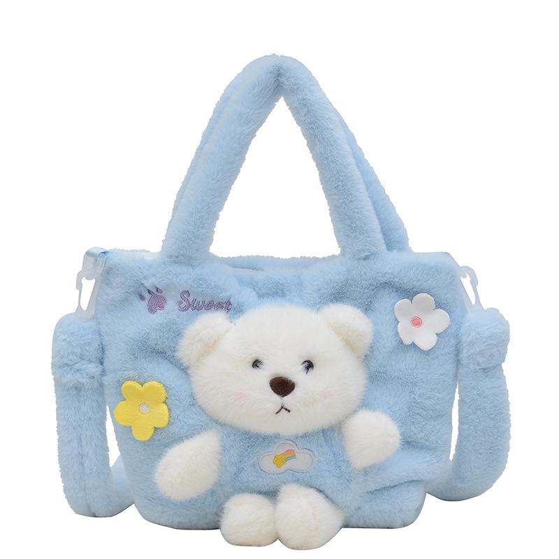 Fresh and cute three-dimensional bear messenger bag hand bag girl heart student going out large capacity shoulder storage bag