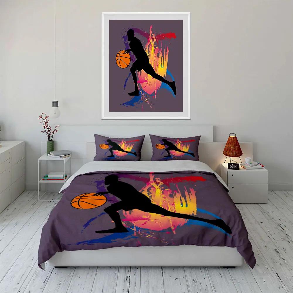 Basketball Art Three-Piece Set Multiple sizes kid's and adults' bedroom Exquisite 3PC bedding set gift