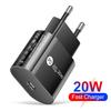 PD Fast Charger 20W with EU/US/UK Travel Adapter for Mobile Phones