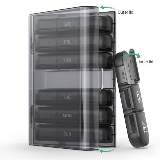 Pill Box 21 Grids 3 Times A Day Large Compartments Waterproof Dustproof Weekly Pill Organizer Portable 7 Days Vitamin Fish Oils Storage Pills Case