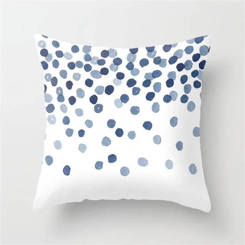 45x45cm Blue Ink Flower Pillowcase Sofa Living Room Home Decoration Abstract Geometric Polyester Cushion Cover Bedroom Decor