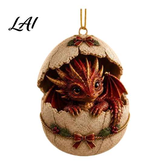 Lightweight Wall Hanging Decor Baby Dragon And Egg Christmas Ornament 2D Flat Acrylic Tree Pendant for Holiday Party Decoration Fantasy Xmas