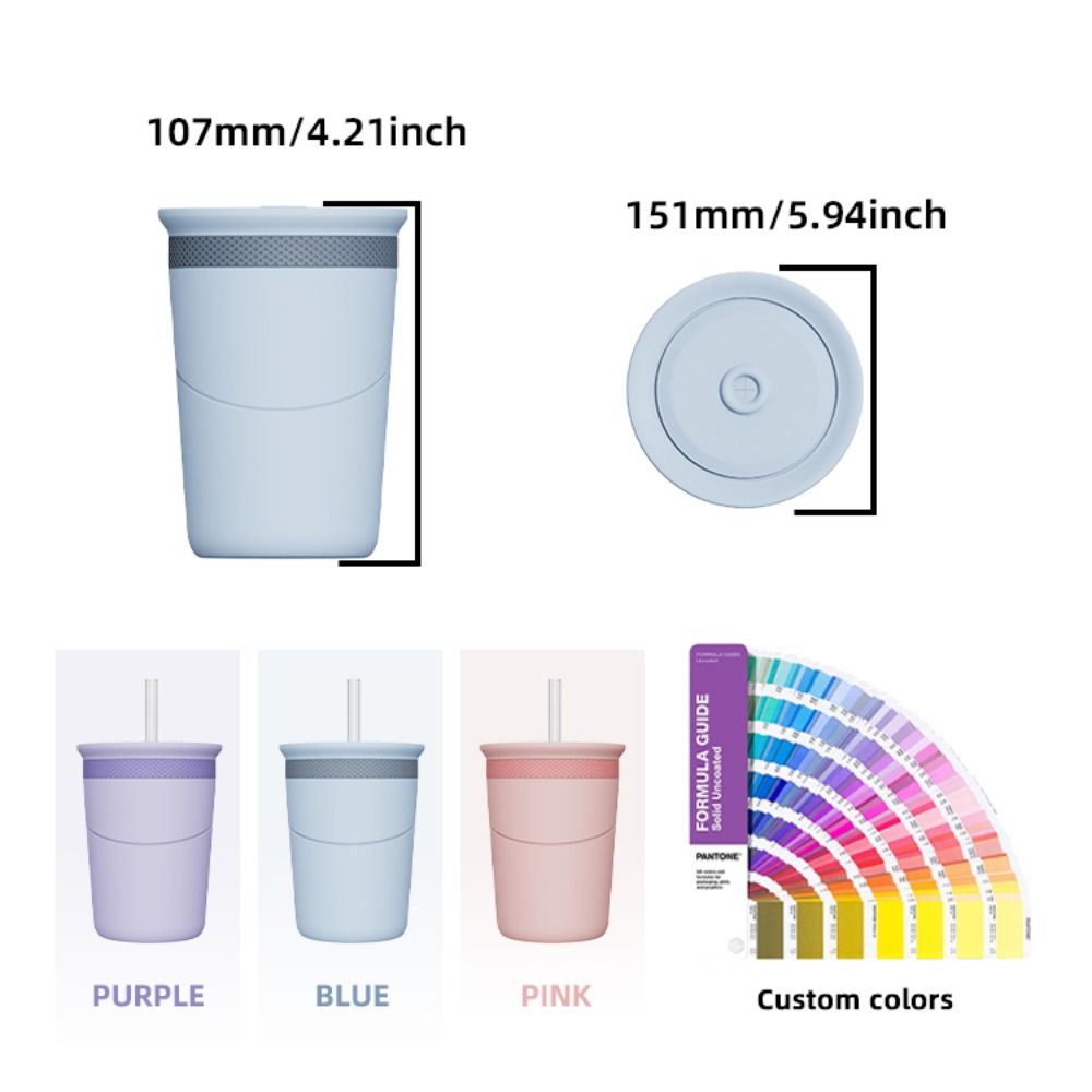 Quick Freeze Straw Cup with Ice Tray Blue Purple Pink Cold Drink Cup Summer