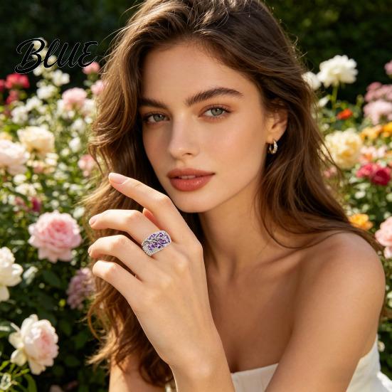 Zinc Alloy Women Ring Finger Plum Blossom Design Polished Finish