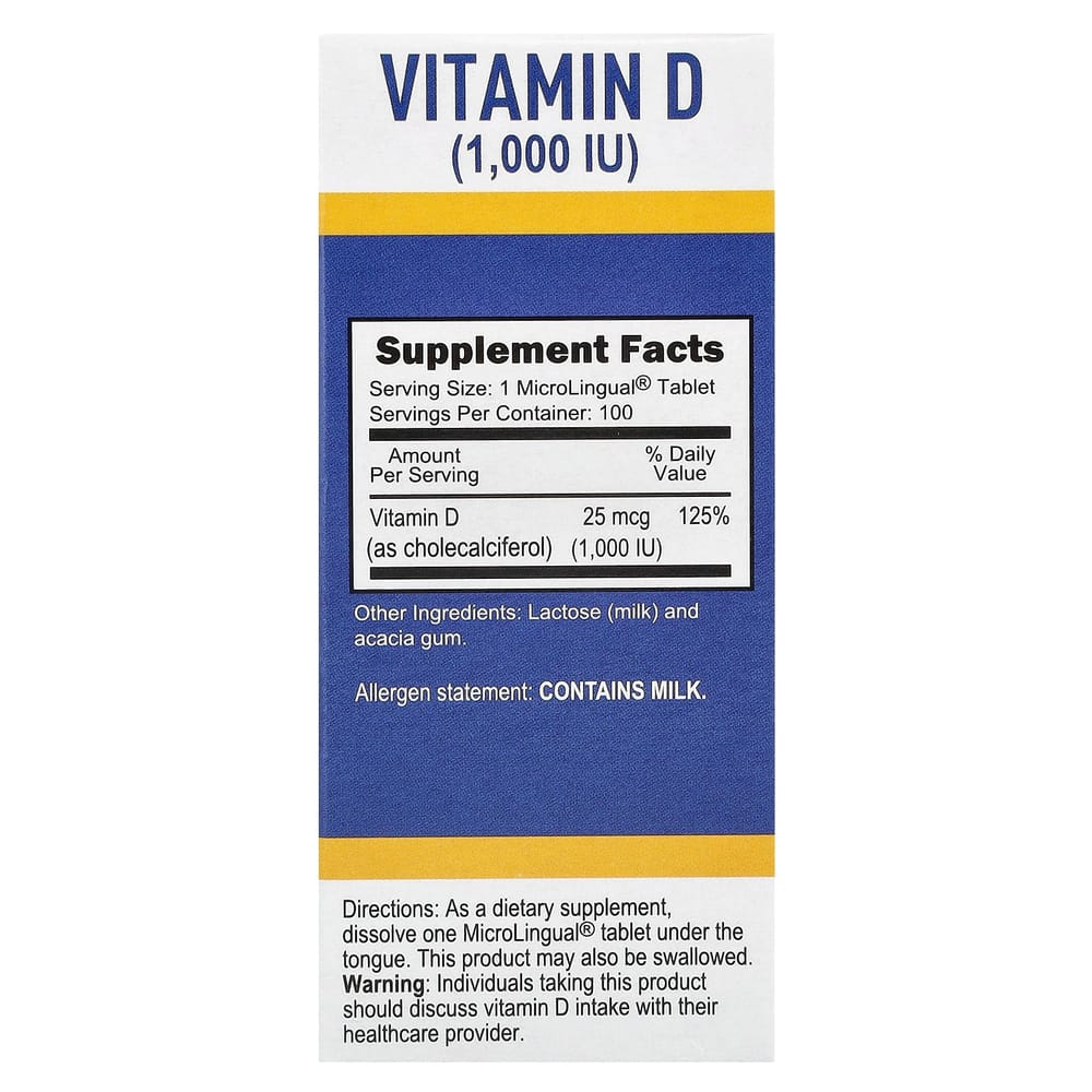 Superior Source Extra Strength D3 25mcg (1000 IU) Instantly Dissolving MicroLingual Tablets, 100 Count