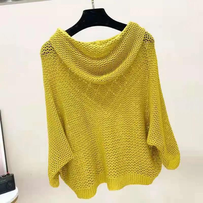 Pull à manches creuses en tricot fin et ample pour femme