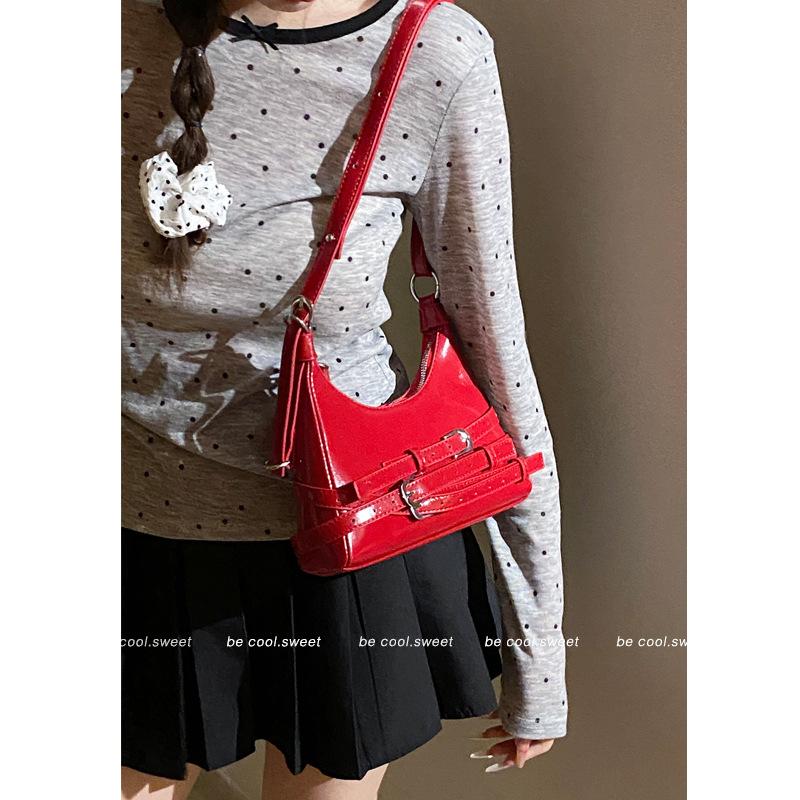 Niche Texture Women's Small Bag 2025 New Simple Red Underarm Bag Versatile Shoulder Crossbody Bag