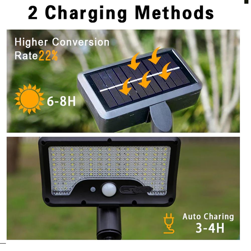 Solar Wall Light Solar Powered Flood Light Auto On/Off Motion Sensor Garden Light Outdoor Flexible Octopus Tripod Camping Light