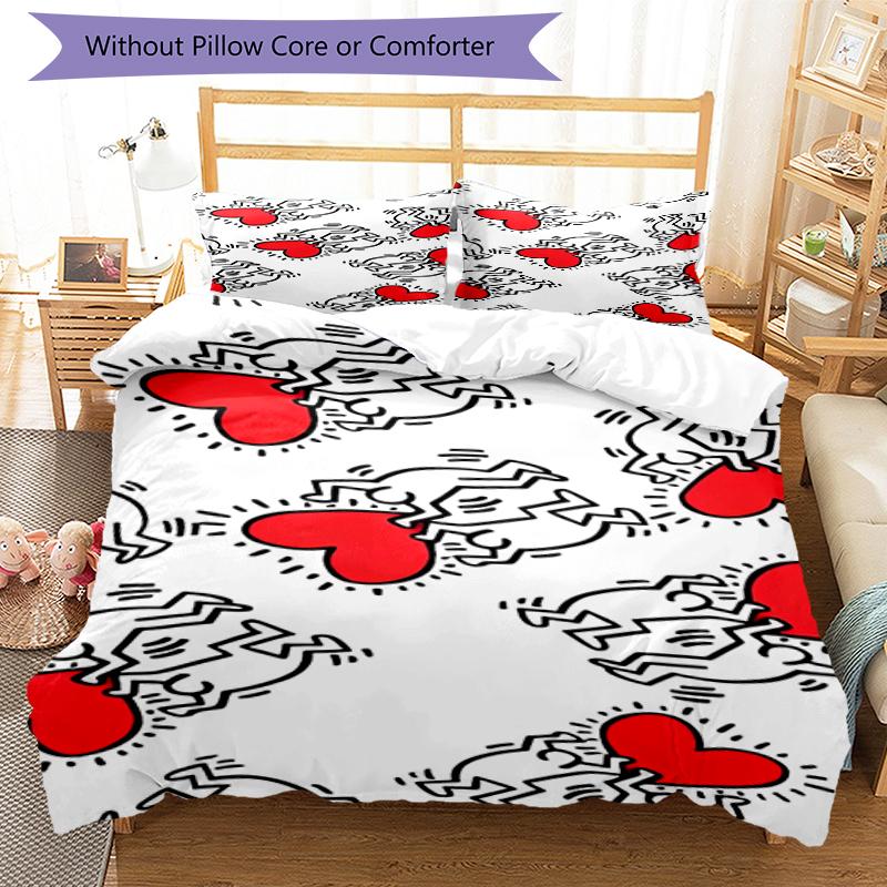 3pcs Keith Haring Ascending1 Pattern Bedding Set Duvet Cover Set Includes Duvet Cover &pillowcases, Perfect All Season Bedroom Decoration & Gift