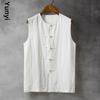 Men's Retro Chinese Linen Tang Vest - Loose Fit Sleeveless Waistcoat