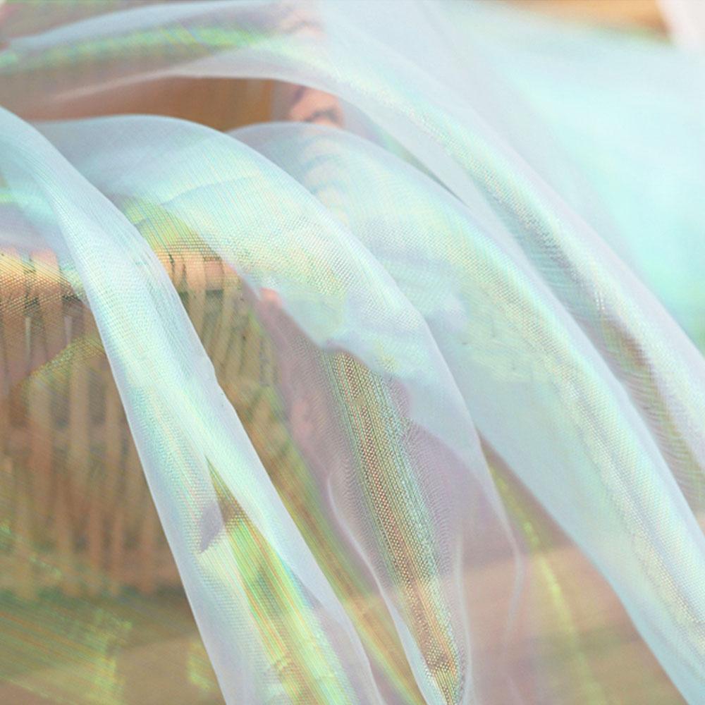 100x150cm Holographic Fluorescent Voile Organza Tulle Fabric Shiny Gauze for Wedding Decor Stage Costumes Doll Clothes DIY Craft