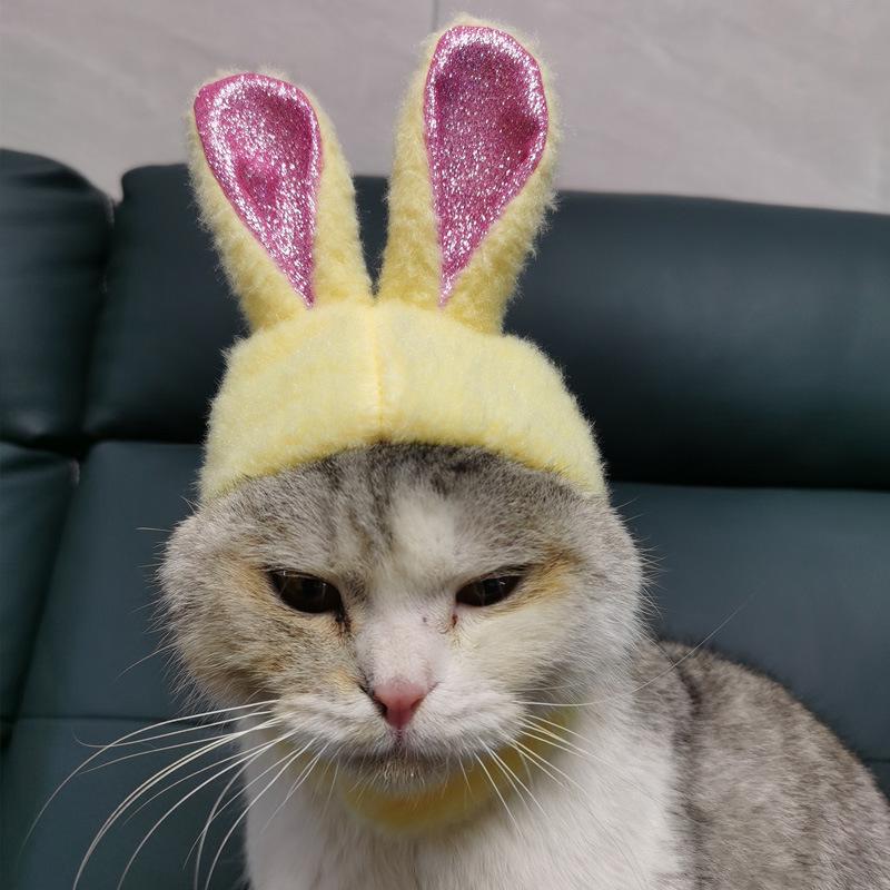 Easter Pet Costume: Shiny Rabbit Ears Hat for Cats and Dogs