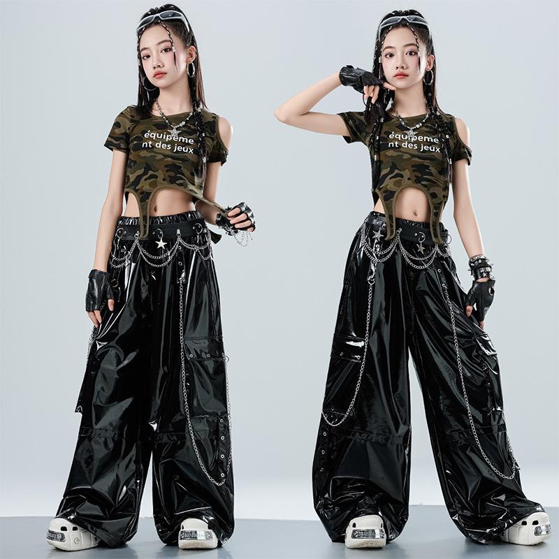 Trendiges Jazz-Crop-Top für Mädchen: Modisches Hip Hop Street Dance Performance Kostüm