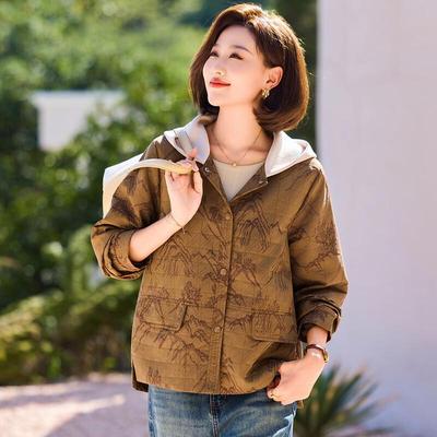 QianLian Mid-Aged Women's Hooded Casual Jacket