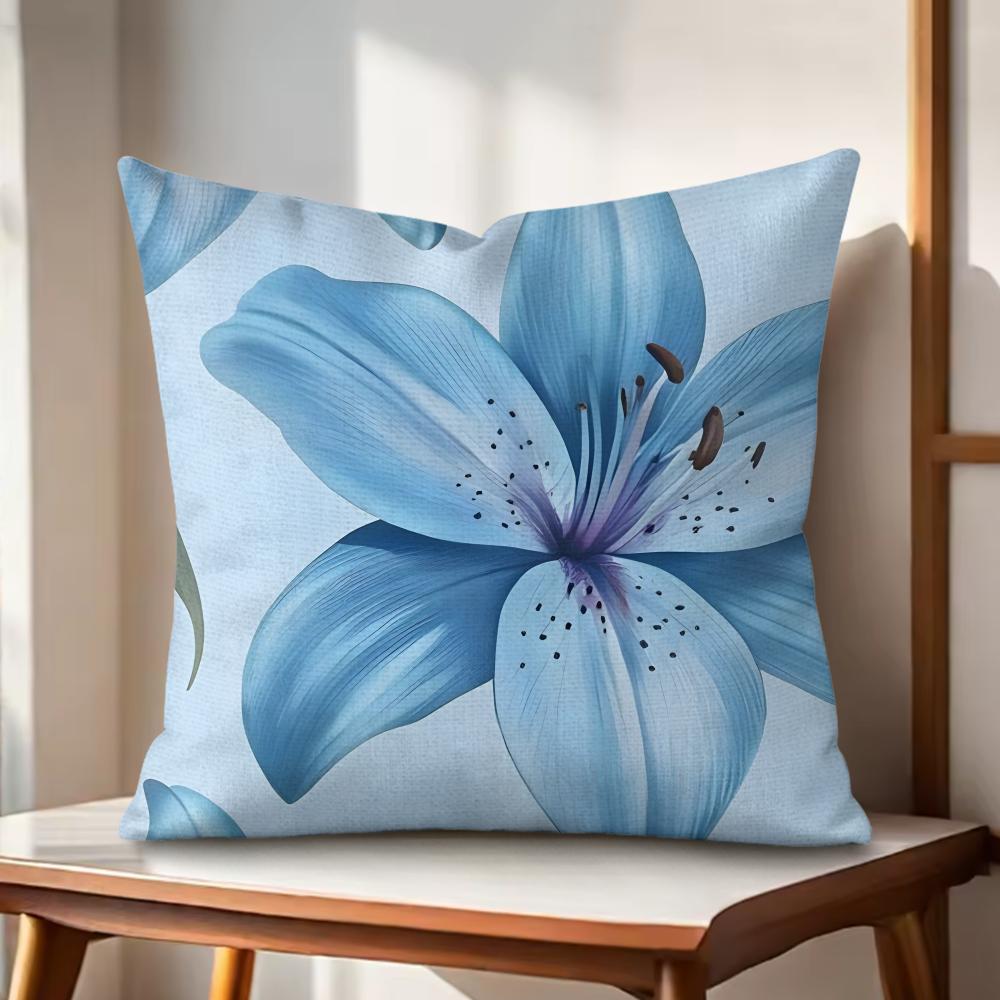Classic Lily Cushion Cover Natural Linen Organic Fabric DoubleSided Printing Couch Pillow Covers Home Decor