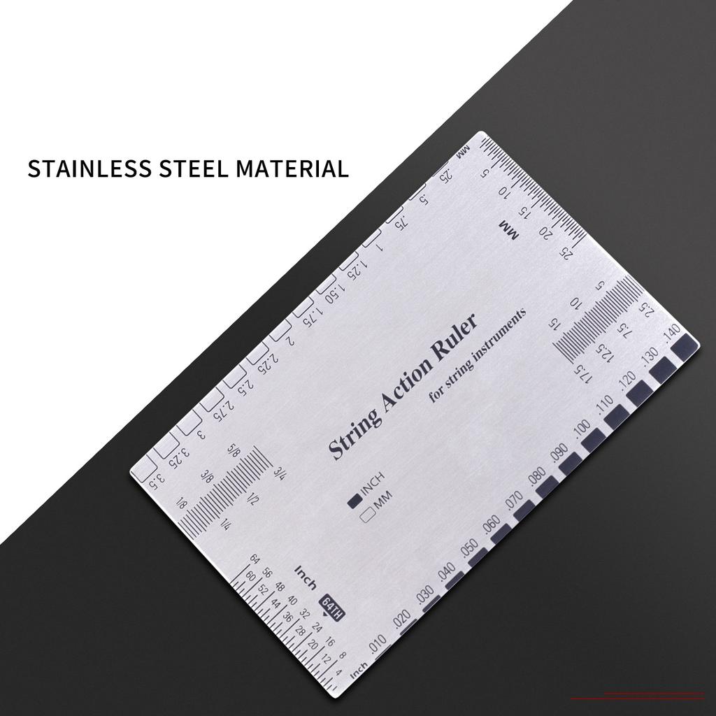 Stainless Steel Guitar String Action Ruler Gauge Repairing Tool for Luthier Fit for Guitar Ukulele Bass Banjo Mandolin
