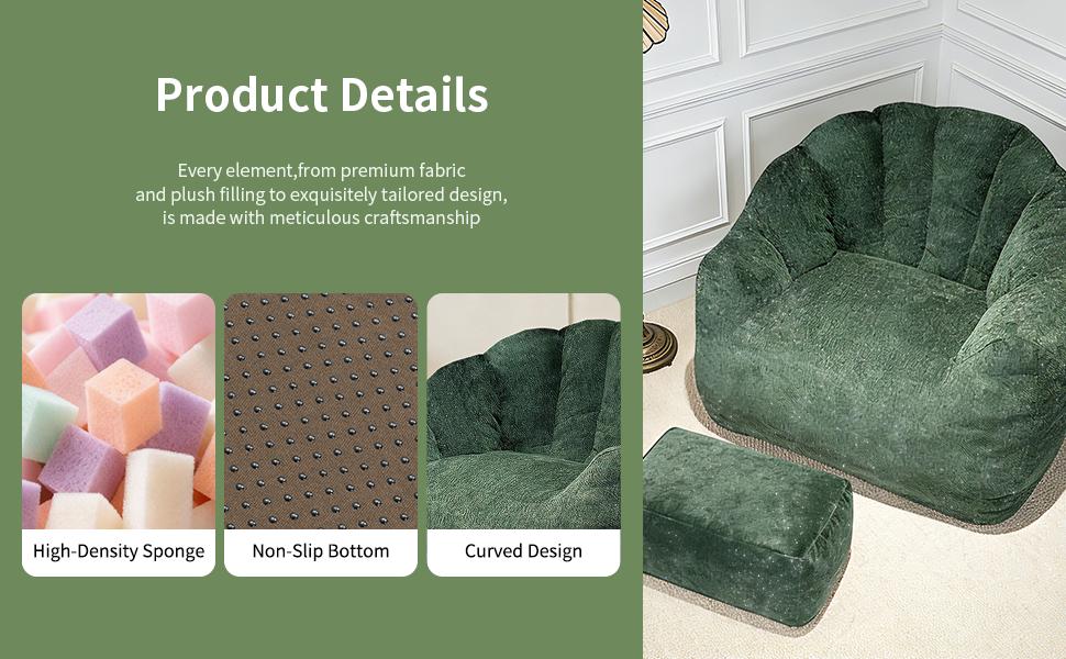 Bear Paw Single Sofa with Ottoman– Elevate Your Relaxation Space