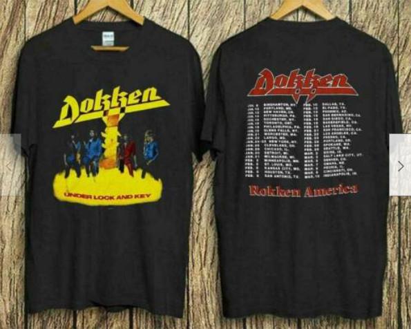 

Dokken Tshirt 1985 Under Lock And Key T Shirt, Music 2 sided shirt XL