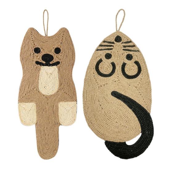 Sisal Cat Scratching Mat Rat Shape Door Wall Hanging Scratching Pad Vertical Cat Scratcher Furniture Protector for Indoor Cats Kitten