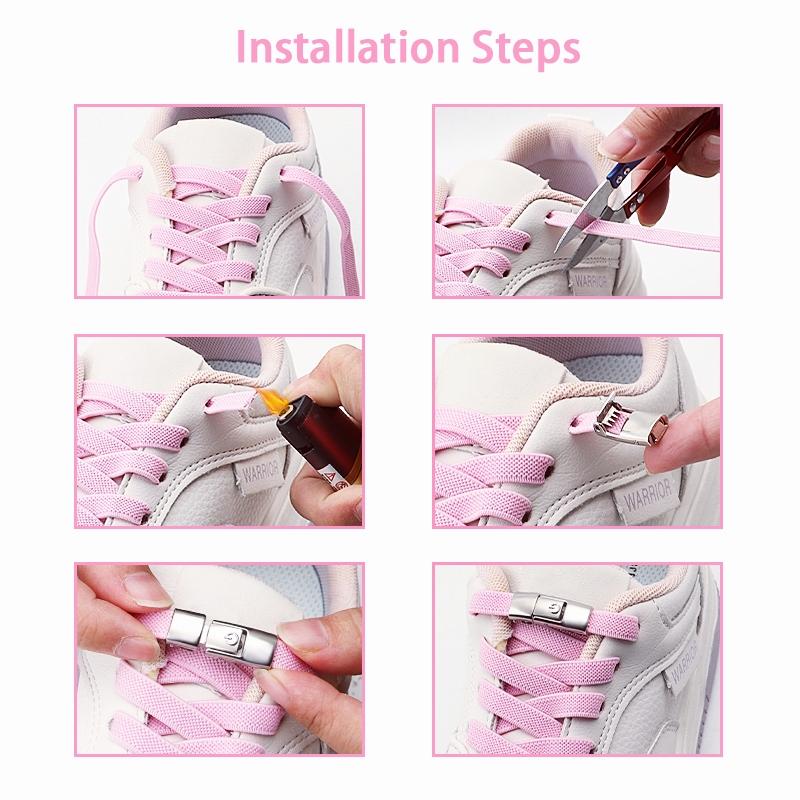 Flat Elastic Shoelace for Sneakers Sport Tieless Shoe Laces Press Lock No Tie Shoelaces One Size Fit All Adult Kids 1Pair/2Pair