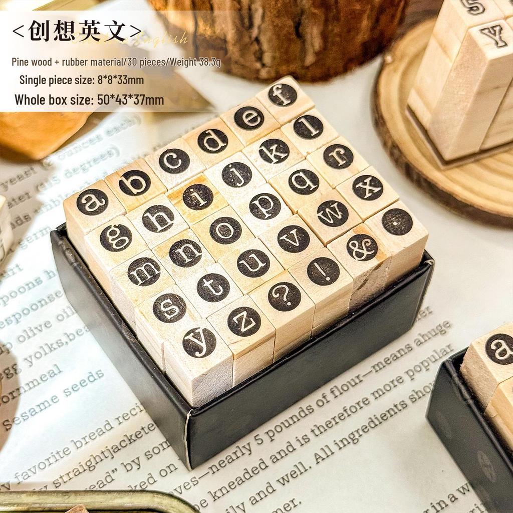 Yuezhen Wooden English Uppercase/Lowercase Stamps for DIY Journals