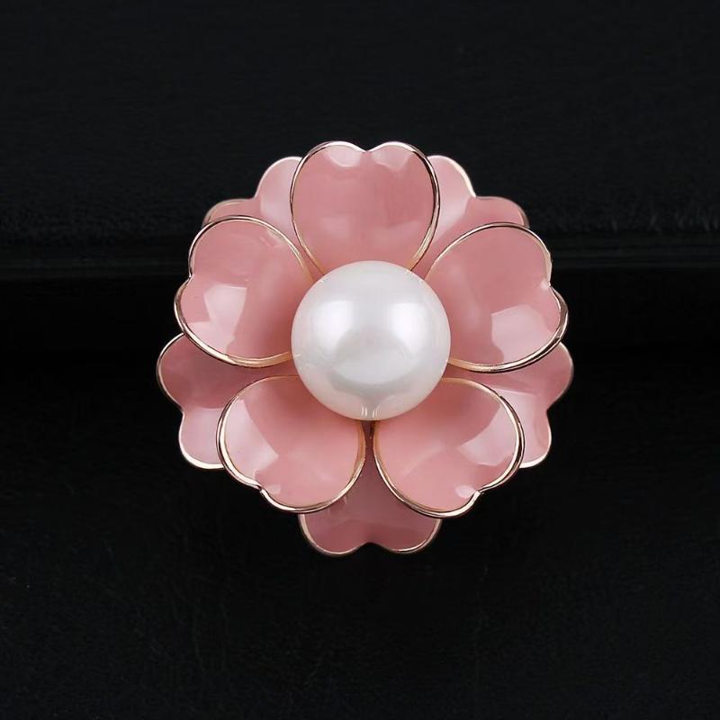 Classic Pearl Camellia Brooch Handmade With Oil Dripping Technique High-End Colorfast Women'S Accessory Anti-Exposure Pin
