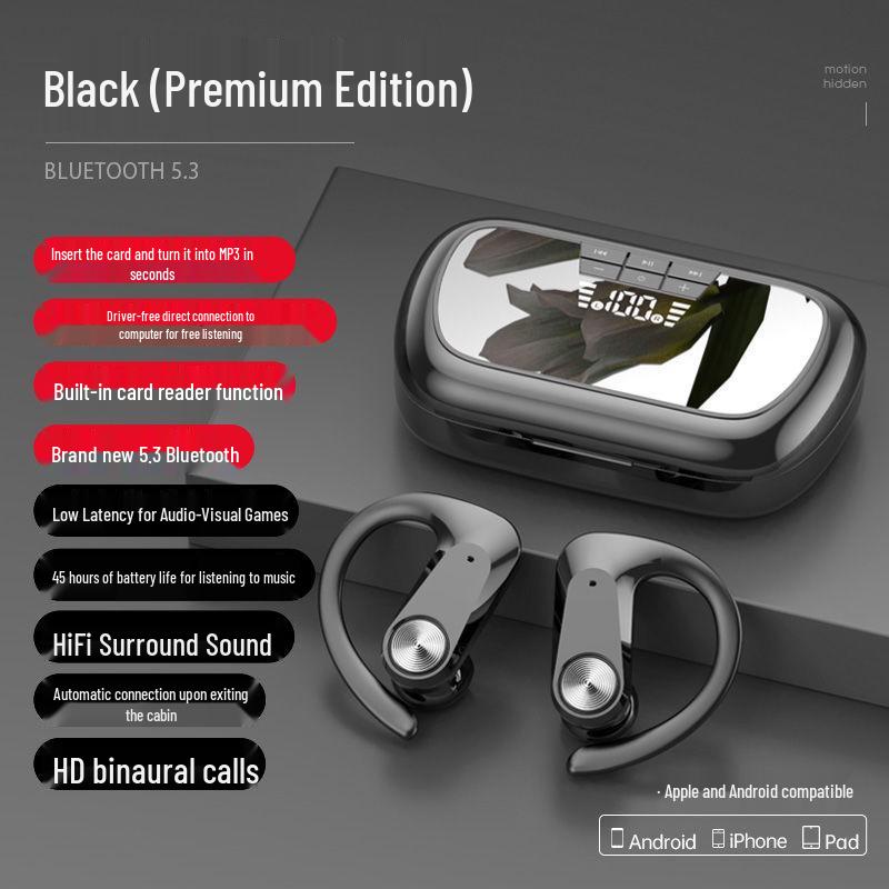 All-in-One Over-Ear Bluetooth Headphones with MP3 Player & Card Slot for Sport, Compatible with Apple & Android Devices