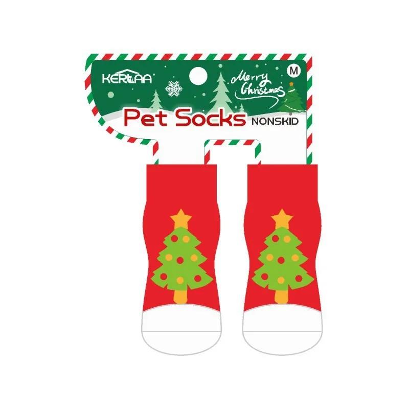Christmas Dog Socks Non Slip Soft Dog Socks Thickening Knitted Socks for Small Medium Large Dogs Christmas Celebration keep warm