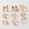 New Bohemian Butterfly Ring Set, Geometric Simple Hollow Nine-piece Ring Set