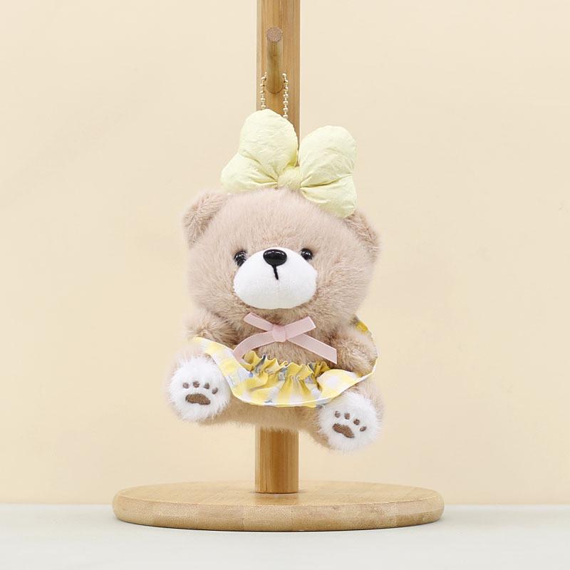 Plush Bear Keychain With Bowknot For Kids Gift And Bag Decor