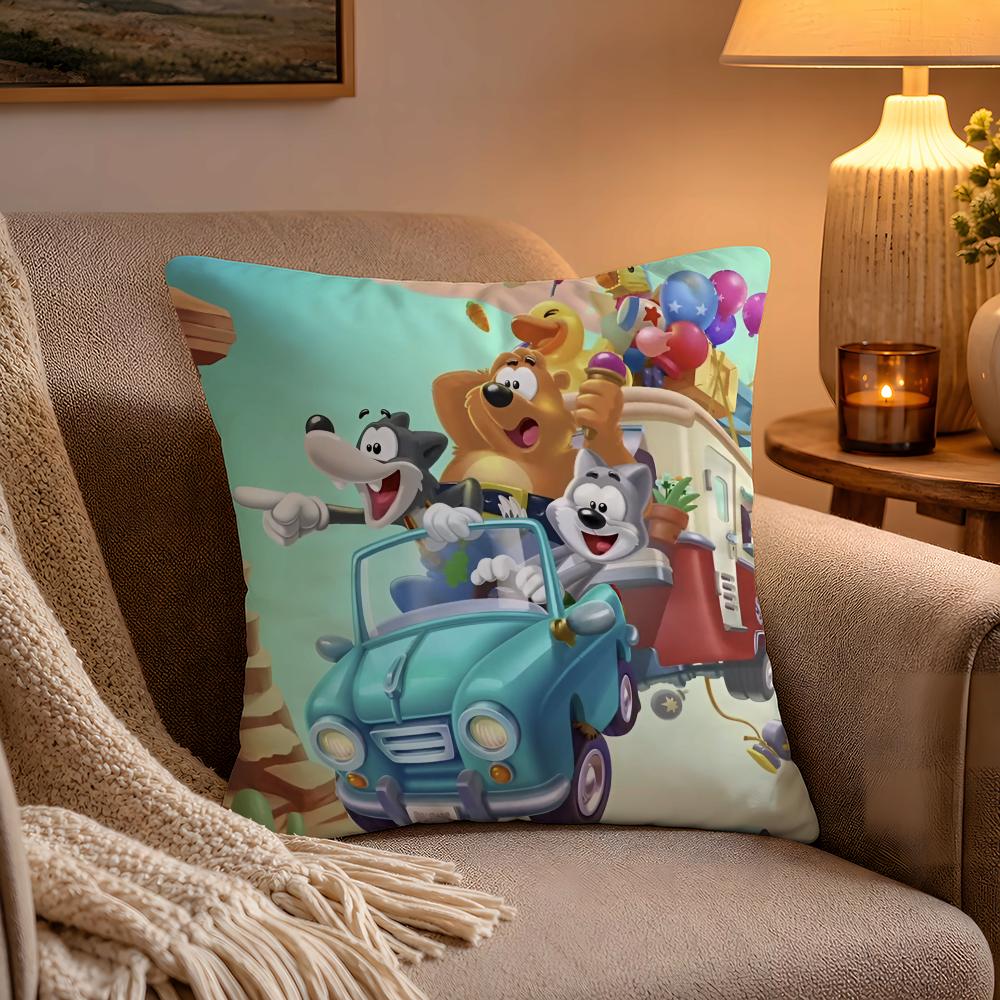 Kwaii Anime Ttoon Bblast Pillow Case Soft Plush Cushion Cover Double Print and Invisible Zipper for Sofa Home Car Use