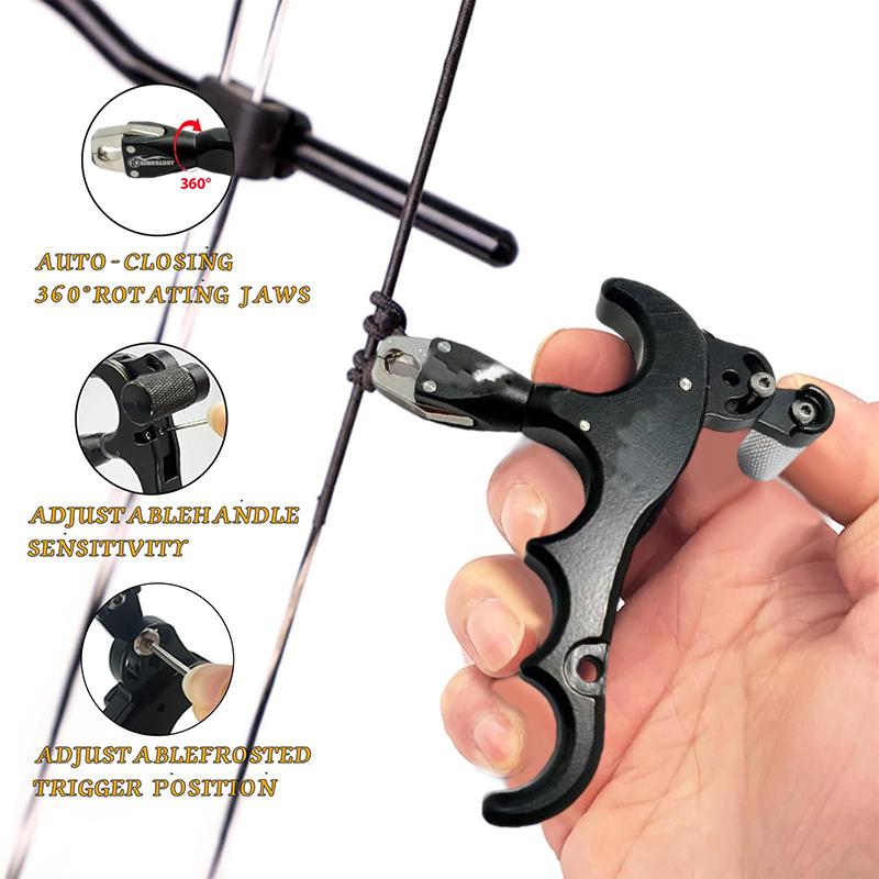 Βοήθημα Ελευθέρωσης Σύνθετου Τόξου, Ρυθμιζόμενο Μπορεί να Περιστραφεί 360° Ελευθέρωση Δακτύλου Τόξου Βοηθήματα Κράματος Αλουμινίου, Βοηθήματα Ελευθέρωσης Τοξοβολίας