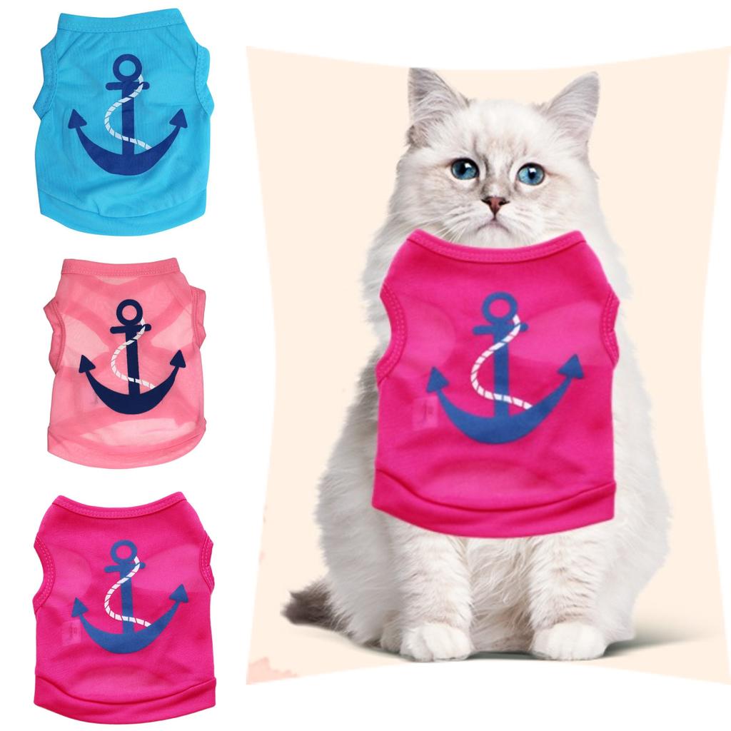 Striped Dog Anchor Vest Pets Cloth Summer Puppy Coat T Shirts Cat Casual Costume