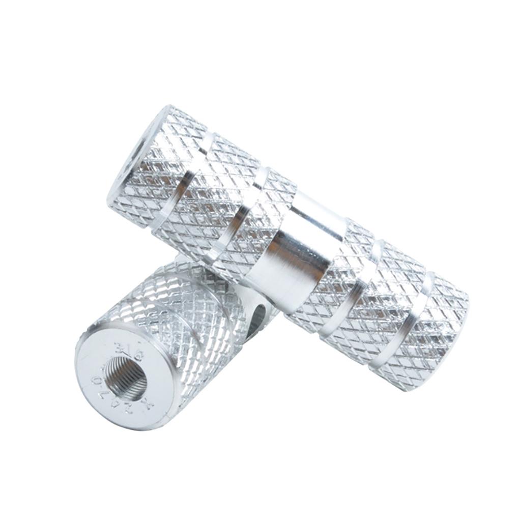 Packung mit 2 Fahrradfußrasten Aluminiumlegierung Gewinde Mountainbikes Fuß Anti-Rutsch-Rille Tragbar Outdoor Achspedal Ersatz