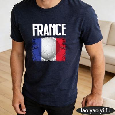 Vintage Style France Flag Soccer Graphic T Shirt Soccer Part Supplies Unisex Cotton Short Sleeve Soccer Fan Casual Daily Life Wear