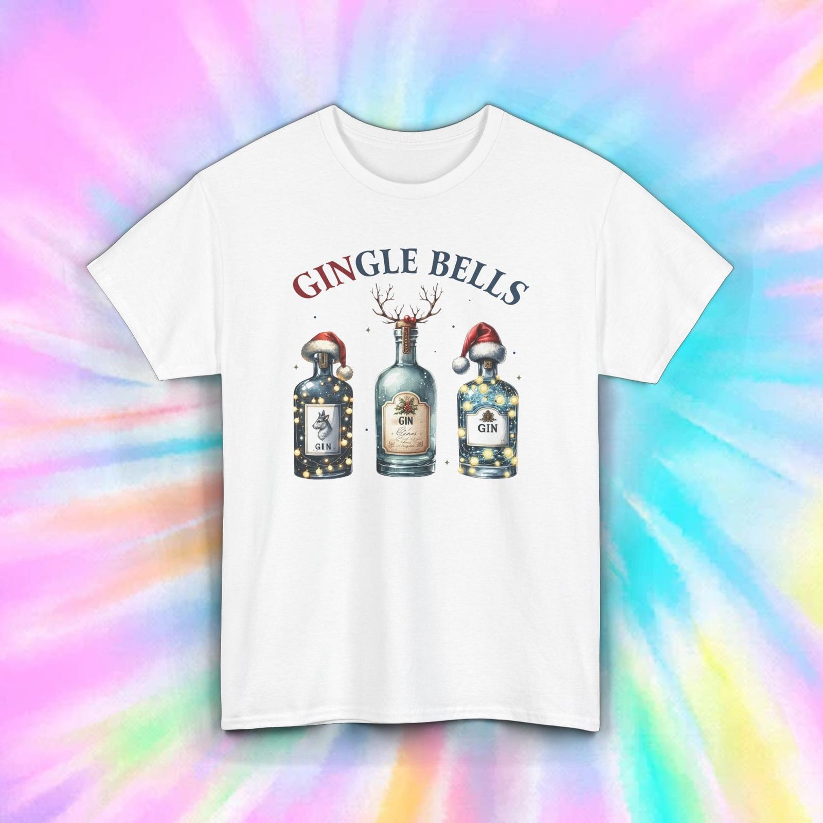 Gingle Bells Gin T-Shirt S-5XL Funny Christmas Alcohol Lover Holiday Gift Tee L